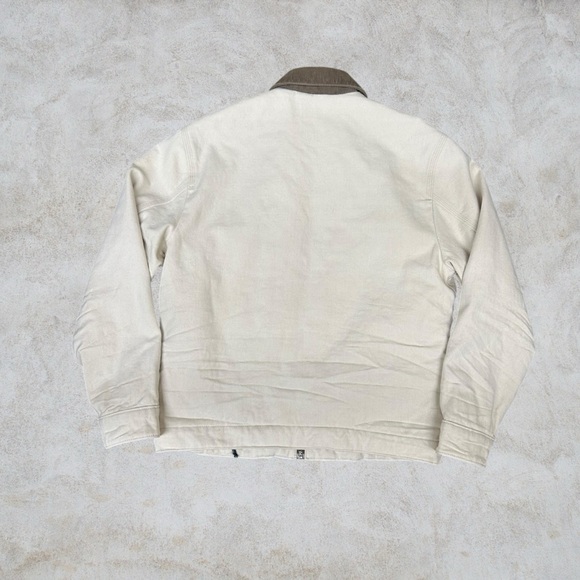 Abercrombie & Fitch Detroit Jacket Mens Small Beige Canvas Corduroy Collar Work - Picture 8 of 8